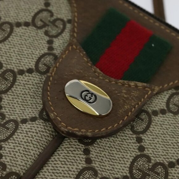 GUCCI GG Supreme Web Sherry Line Shoulder Bag PVC Beige 98 02 047 Auth 125950 - Picture 11 of 16